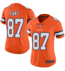 Broncos 87 Noah Fant Orange Women Stitched Football Limited Rush Jersey