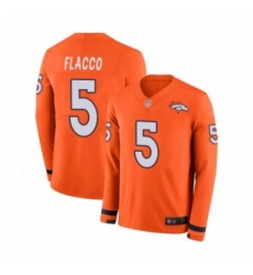 Youth Denver Broncos 5 Joe Flacco Limited Orange Therma Long Sleeve Football Jersey