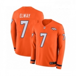 Youth Nike Denver Broncos 7 John Elway Limited Orange Therma Long Sleeve NFL Jersey