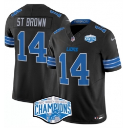 Men Detroit Lions 14 Amon Ra St  Brown Black 2024 NFC North Champions F U S E  Vapor Limited Stitched Jersey