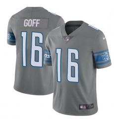 Men Detroit Lions 16 Jared Goff Gray Men Stitched NFL Limited Rush Jersey