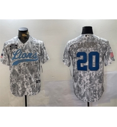 Men Detroit Lions 20 Barry Sanders 2024 Arctic Camo Salute To Service Stitched Baseball Jersey