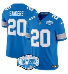 Men Detroit Lions 20 Barry Sanders Blue 2024 NFC North Champions F U S E  Vapor Limited Stitched Jersey