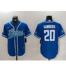 Men Detroit Lions 20 Barry Sanders Blue Cool Base Stitched Baseball Jersey