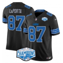 Men Detroit Lions 87 Sam LaPorta Black 2024 NFC North Champions F U S E  Vapor Limited Stitched Jersey