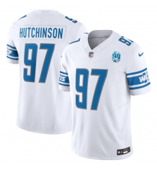 Men Detroit Lions 97 Aidan Hutchinson White 2023 F U S E  90th Anniversary Vapor Untouchable Limited Stitched Jersey