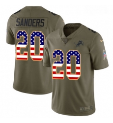 Men Nike Detroit Lions 20 Barry Sanders Limited OliveUSA Flag Salute to Service NFL Jersey