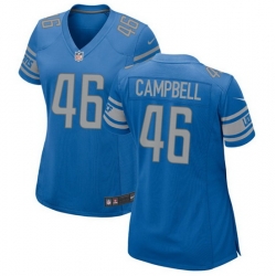 Women Detroit Lions 46 Jack Campbell Blue 2023 Draft Stitched Game Jersey 28Run Smaller 29