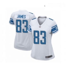 Womens Detroit Lions 83 Jesse James Game White Football Jersey