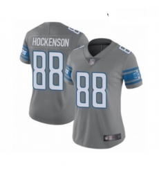 Womens Detroit Lions 88 TJ Hockenson Limited Steel Rush Vapor Untouchable Football Jersey