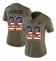 Womens Nike Detroit Lions 33 Kerryon Johnson Limited OliveUSA Flag Salute to Service NFL Jersey