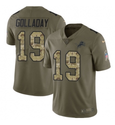 Youth Nike Lions #19 Kenny Golladay Olive Camo Stitched NFL Limited 2017 Salute to Service Jersey