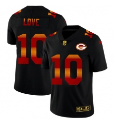 Green Bay Green Bay Green Bay Green Bay Packers 10 Jordan Love Men Black Nike Red Orange Stripe Vapor Limited NFL Jersey