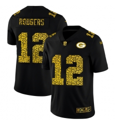 Green Bay Green Bay Green Bay Green Bay Packers 12 Aaron Rodgers Men Nike Leopard Print Fashion Vapor Limited NFL Jersey Black