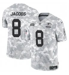 Men Green Bay Packers 8 Josh Jacobs 2024 F U S E Arctic Camo Salute To Service Limited Stitched Football Jersey