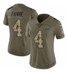 Womens Nike Green Bay Packers 4 Brett Favre Limited OliveCamo 2017 Salute to Service NFL Jersey