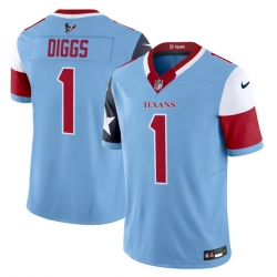 Men Houston Texans 1 Stefon Diggs Blue 2024 F U S E  V5 Limited Stitched Football Jersey