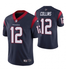 Men Houston Texans 12 Nico Collins Navy Vapor Untouchable Limited Stitched Jersey