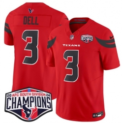 Men Houston Texans 3 Tank Dell Red F U S E  2024 AFC South Division Champions Vapor Limited Stitched Football Jersey