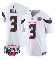 Men Houston Texans 3 Tank Dell White F U S E  2024 AFC South Division Champions Vapor Limited Stitched Football Jersey