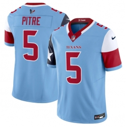 Men Houston Texans 5 Jalen Pitre Blue 2024 F U S E  V5 Limited Stitched Football Jersey