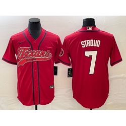 Men Houston Texans 7 C J  Stroud Red With Patch Cool Base Stitched Baseball Jersey