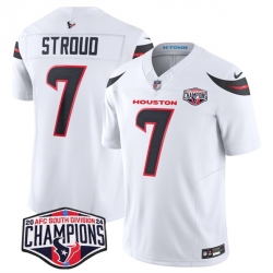 Men Houston Texans 7 C J  Stroud White F U S E  2024 AFC South Division Champions Vapor Limited Stitched Football Jersey