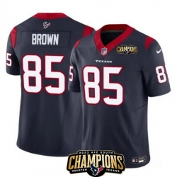 Men Houston Texans 85 Noah Brown Navy 2023 F U S E  AFC South Champions Patch Vapor Untouchable Limited Stitched Football Jersey