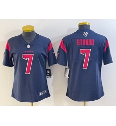 Women Houston Texans 7 C J  Stroud Navy Color Rush Vapor Untouchable Limited Stitched Jersey  