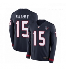 Youth Nike Houston Texans 15 Will Fuller V Limited Navy Blue Therma Long Sleeve NFL Jersey