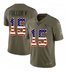 Youth Nike Houston Texans 15 Will Fuller V Limited OliveUSA Flag 2017 Salute to Service NFL Jersey