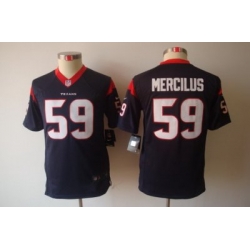 Youth Nike NFL Houston Texans #59 Whitney Mercilus Blue Color Limited Jerseys