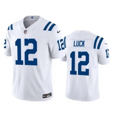 Men Indianapolis Colts 12 Andrew Luck White 2023 F U S E Vapor Untouchable Stitched Football Jersey