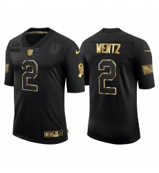 Men Indianapolis Colts Carson Wentz 2 White Vapor 2020 salute to service black golden Limited Jersey