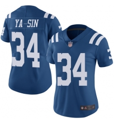 Colts 34 Rock Ya Sin Royal Blue Women Stitched Football Limited Rush Jersey