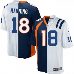 Youth Nike Indianapolis Colts 18 Peyton Manning Elite WhiteNavy Blue Split Fashion NFL Jersey