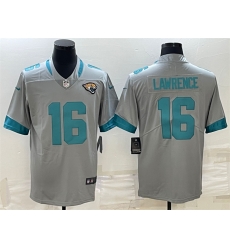 Men Jacksonville Jaguars 16 Trevor Lawrence Silver Stitched Jersey