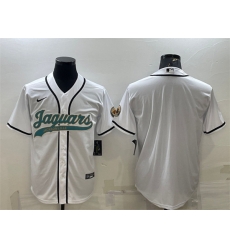 Men Jacksonville Jaguars Blank White With Patch Cool Base Stitched Baseball Jersey