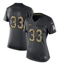 Nike Jaguars #33 Chris Ivory Black Womens Stitched NFL Limited 2016 Salute to Service Jersey