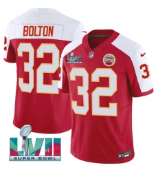 Men   Kansas City Chiefs 32 Nick Bolton Red 2023 F U S E  With Super Bowl LVII Patch Vapor Untouchable Limited Stitched Jersey