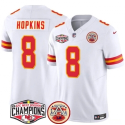 Men Kansas City Chiefs 8 DeAndre Hopkins White F U S E  2024 AFC West Division Champions Vapor Limited Stitched Football Jersey