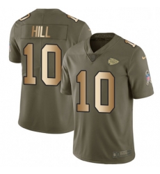 Men Nike Kansas City Chiefs 10 Tyreek Hill Limited OliveGold 2017 Salute to Service NFL Jersey