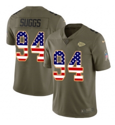 Nike Chiefs 94 Terrell Suggs Olive USA Flag Men Stitched NFL Limited 2017 Salute To Service Jersey