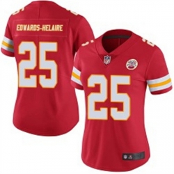 Women Kansas City Chiefs 25 Clyde Edwards Helaire Red Vapor Untouchable Stitched NFL Jersey