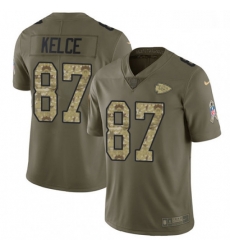 Youth Nike Kansas City Chiefs 87 Travis Kelce Limited OliveCamo 2017 Salute to Service NFL Jersey