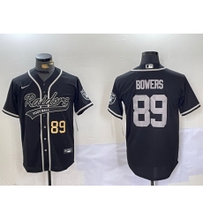 Men Las Vegas Raiders 89 Brock Bowers Black Cool Base Stitched Baseball Jersey 6