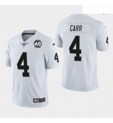 Men Oakland Raiders 4 Derek Carr 60th Anniversary Vapor Limited Jersey   White