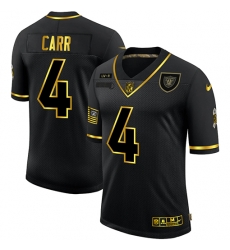 Nike Las Vegas Raiders 4 Derek Carr Black Gold 2020 Salute To Service Limited Jersey