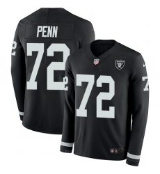 Nike Raiders #72 Donald Penn Black Team Color Men Stitched NFL Limited Therma Long Sleeve Jersey