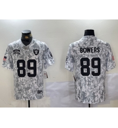 men las vegas raiders 89 brock bowers 2024 f u s e arctic camo salute to service limited stitched football jerseys